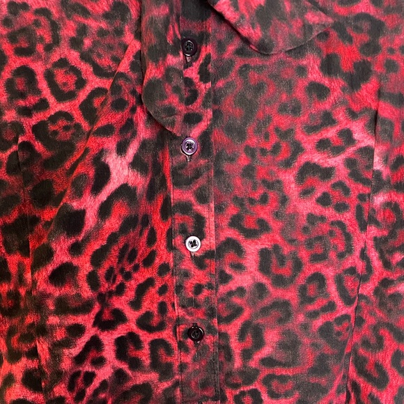 Vintage Pink Bow Puff Sleeves Animal Print Shirt 100% cotton - Picture 4 of 9